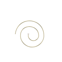 Lera Treyger Reisho earring in 14k yellow gold, open spiral hoop with single freshwater pearl at the inner curl