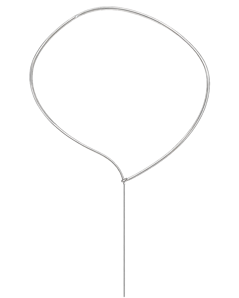 Lera Treyger x Anouk Yve sterling silver collar necklace with asymmetric balloon-shape and long chain drop