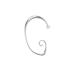 Lera Treyger Sosho ear cuff in 925 sterling silver, full ear wrap with freshwater pearl top and pearl-set inner curl