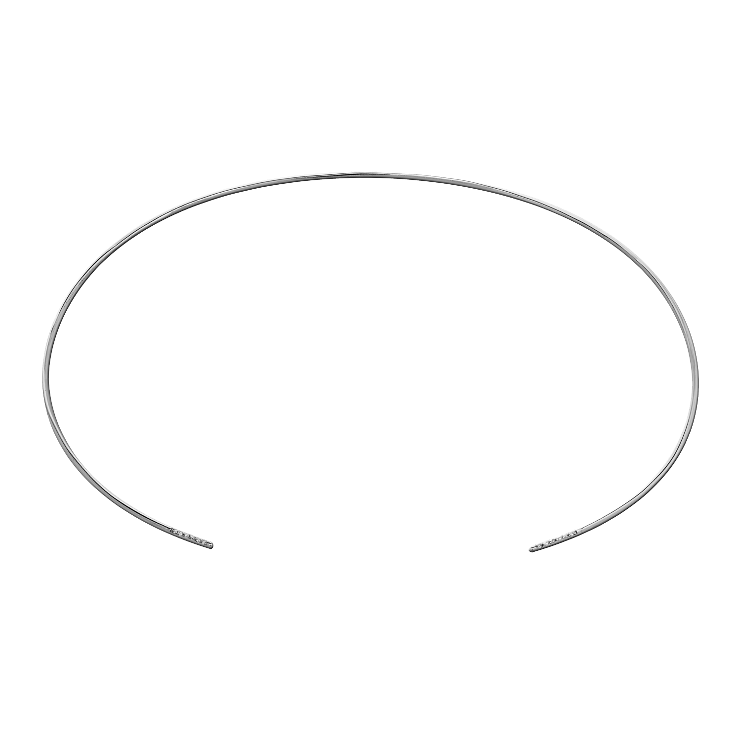 Earth choker necklace by Lera Treyger in 14k white gold, pavé-diamond detail at both tips, 0.20ct total, hi-key product photography