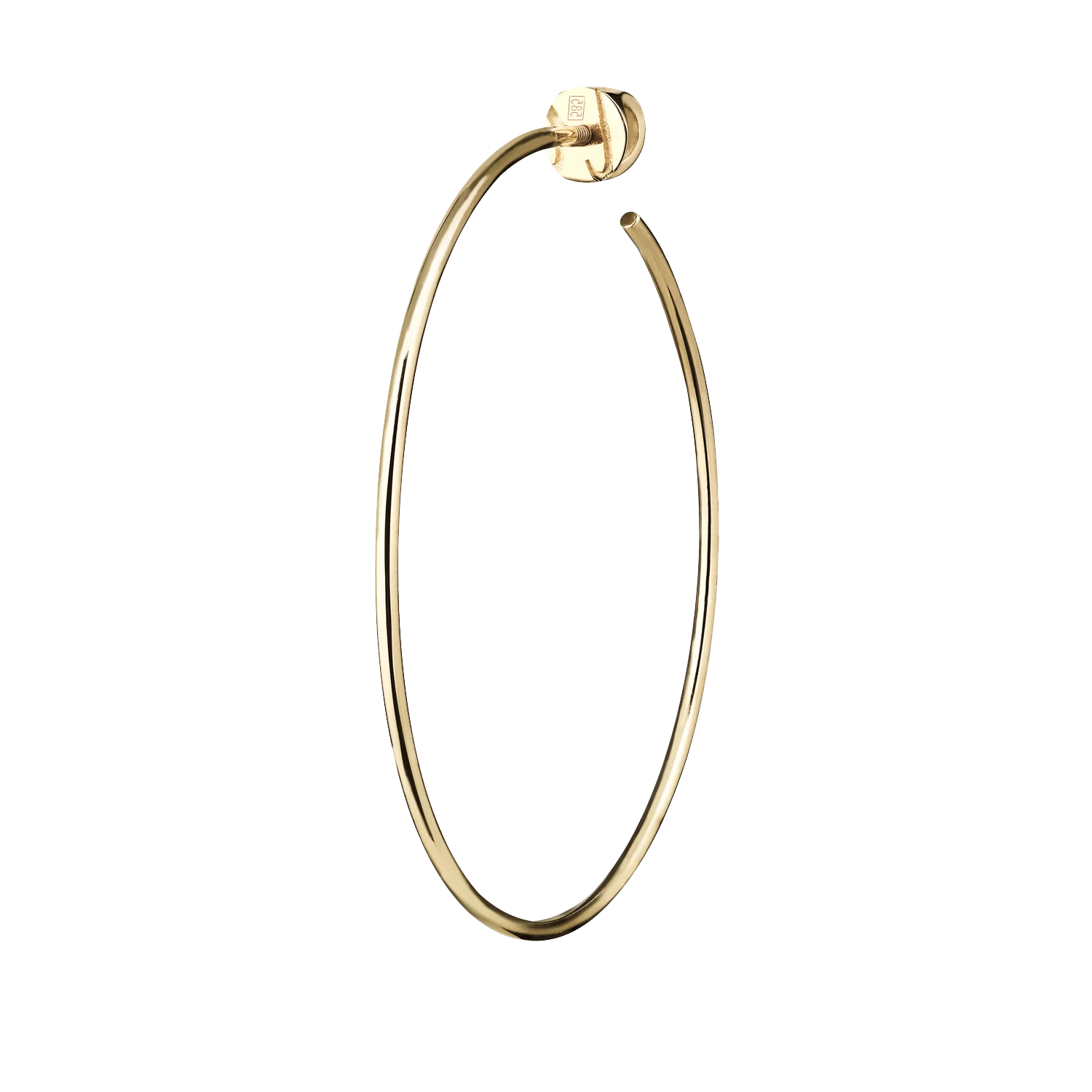 Lera Treyger Earth m earring in 14k yellow gold, thin medium-size hoop with screw-back post