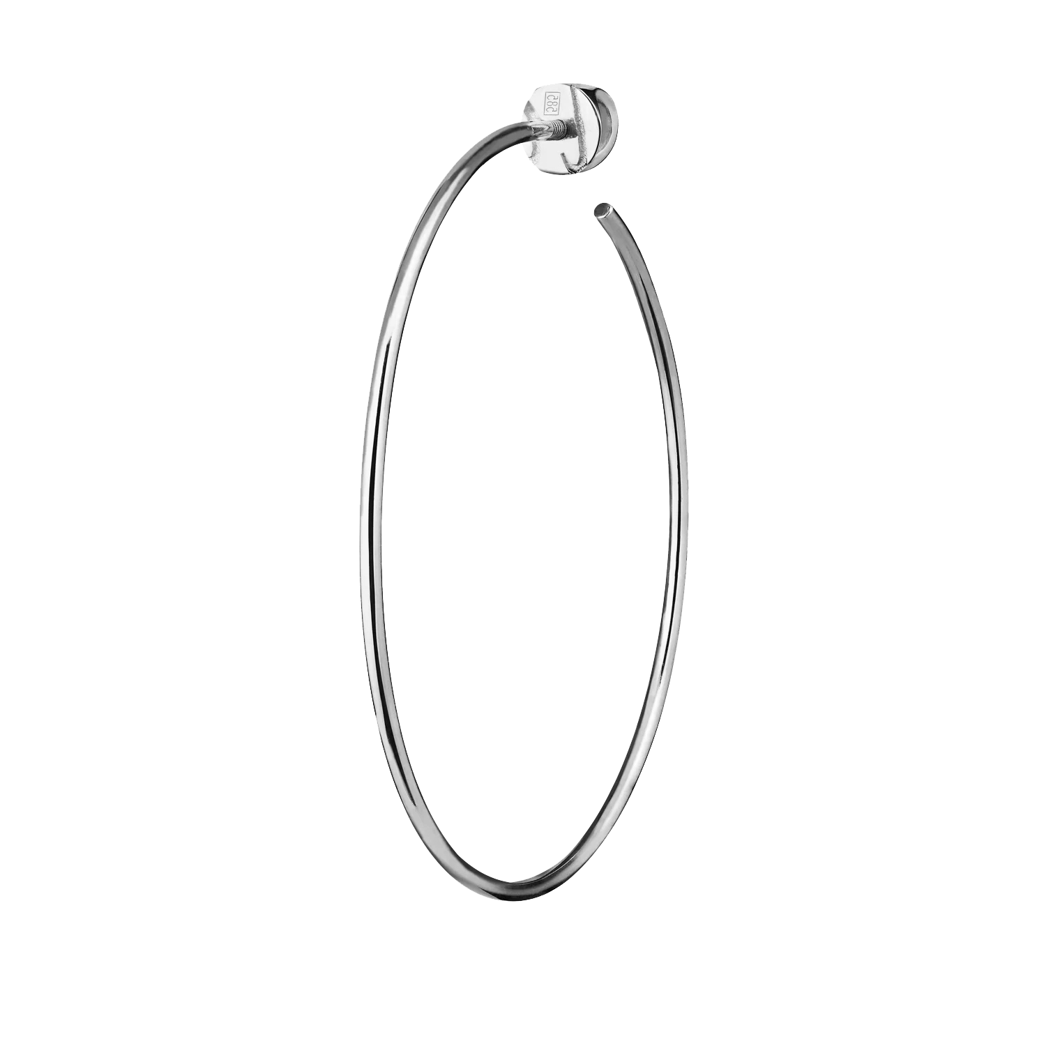Earth m thin medium hoop earring by Lera Treyger in 14k white gold with screw-back post, clean studio cutout