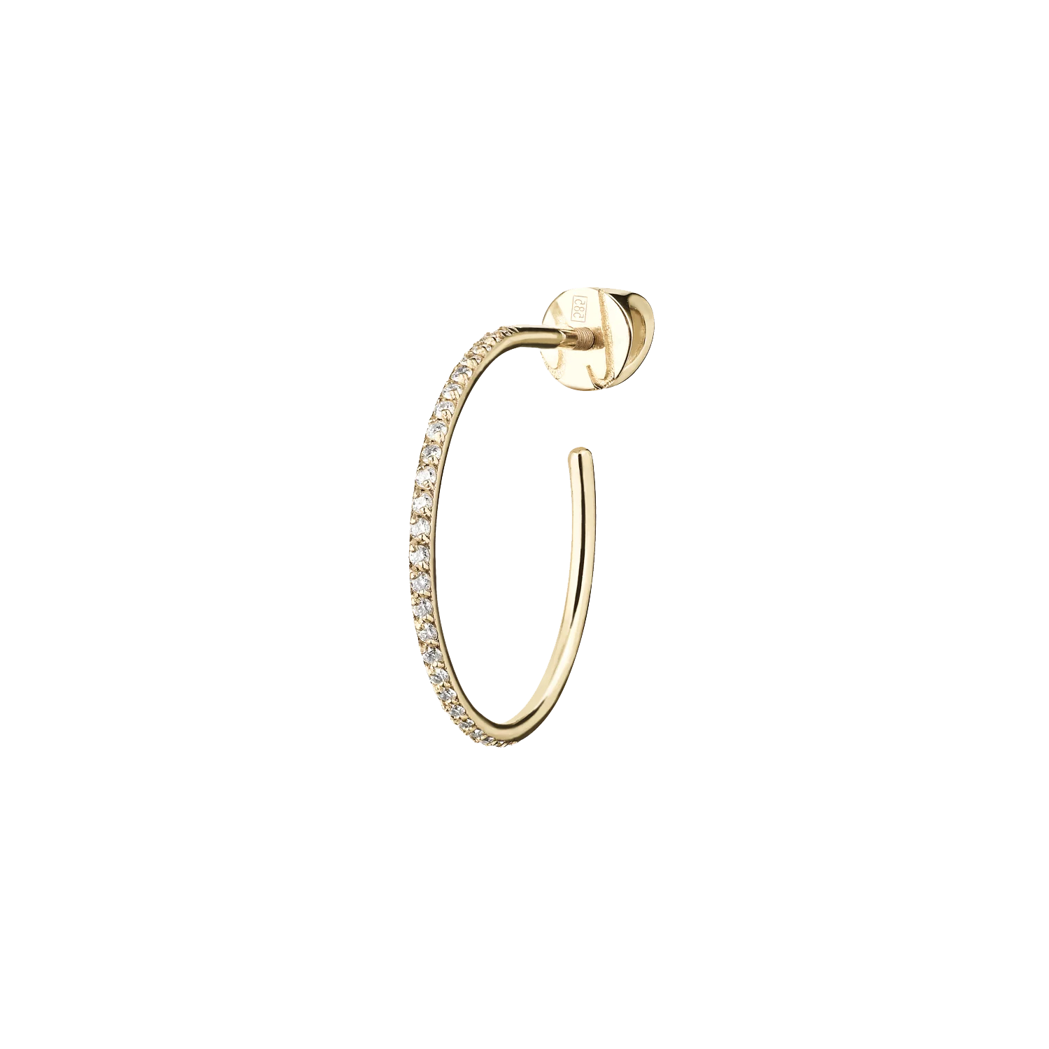Lera Treyger Earth-S small pavé-diamond half-hoop earring in 14k yellow gold, 0.10ct of diamonds, screw-back post