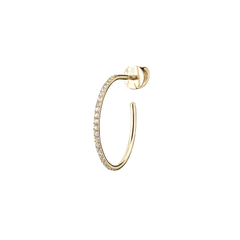 Lera Treyger Earth-S small pavé-diamond half-hoop earring in 14k yellow gold, 0.10ct of diamonds, screw-back post