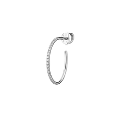 Earth-S half-hoop earring by Lera Treyger in 14k white gold with 0.10ct pavé diamonds and screw-back post, hi-key product shot