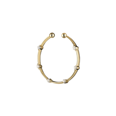 Lera Treyger Fire ear cuff in 14k yellow gold, open oval cuff set with six diamonds totalling 0.09ct, ball end-caps
