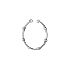 Lera Treyger Fire ear cuff in 14k white gold, open oval cuff with six diamonds (0.09ct) and ball end-caps, studio