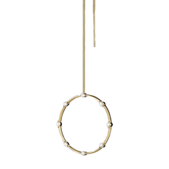 Lera Treyger Fire threader earring in 14k yellow gold, open circle set with eight diamonds totalling 0.11ct