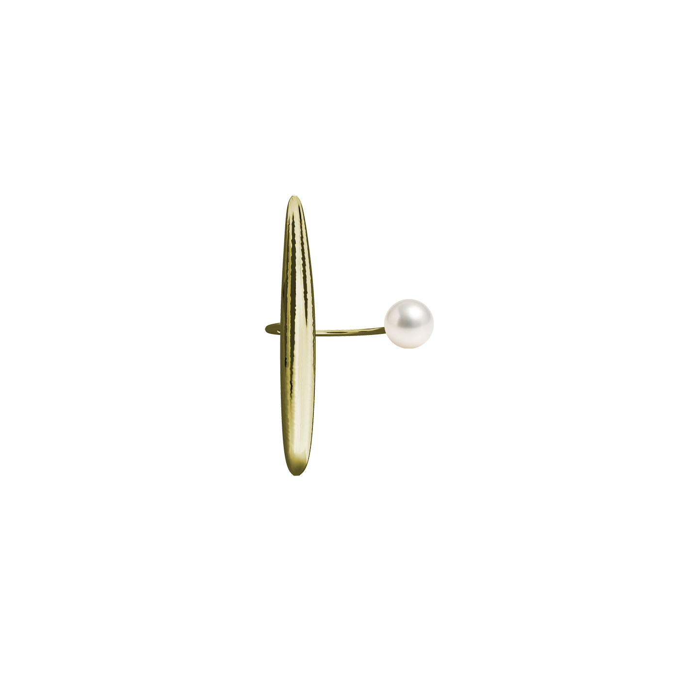 Lera Treyger Gyosho ring in 14k yellow gold with freshwater pearl, studio shot on white