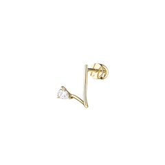 Lera Treyger MA 1 ear pin earring in 14k yellow gold with bezel-set 0.15ct pear-cut diamond and screw-back post