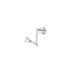 MA 1 ear pin earring by Lera Treyger in 14k white gold, bezel-set 0.15ct pear-cut diamond and screw-back post, studio crop