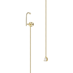 Lera Treyger MA 3 threader earring in 14k yellow gold, hook anchor and snake chain with 0.15ct pear-cut diamond