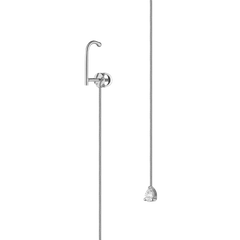 MA 3 threader earring by Lera Treyger in 14k white gold, anchored hook with snake chain ending in 0.15ct pear-cut diamond drop
