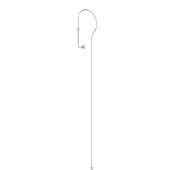 MA 4 ear cuff threader by Lera Treyger at full length in 14k white gold, arched anchor with long snake chain and pear-cut diamond