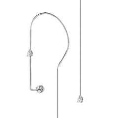 MA 4 two-piece ear cuff and threader by Lera Treyger in 14k white gold with two 0.15ct pear-cut diamond drops, hi-key product shot