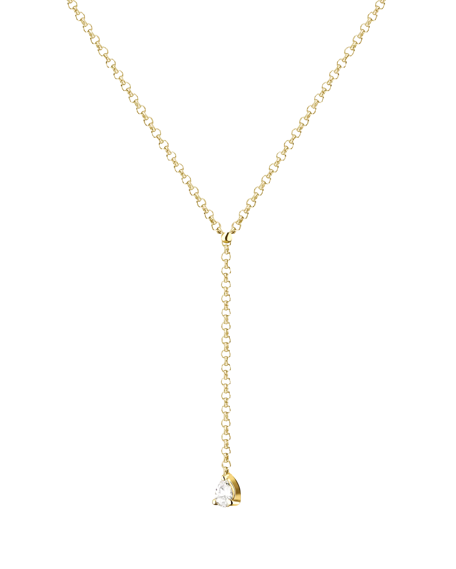 Lera Treyger MA 9 lariat necklace in 14k yellow gold with rolo chain and pear-cut diamond drop pendant