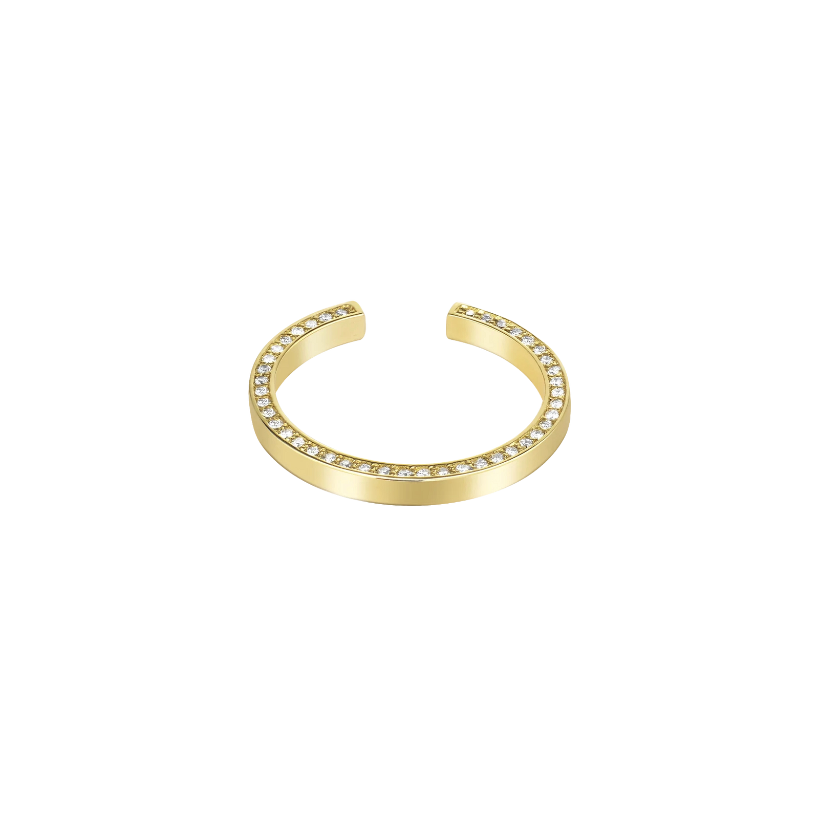 Lera Treyger N 14 ring in 14k yellow gold, diamond pavé open band with stones on outer edges