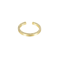 Lera Treyger N 14 ring in 14k yellow gold, diamond pavé open band with stones on outer edges