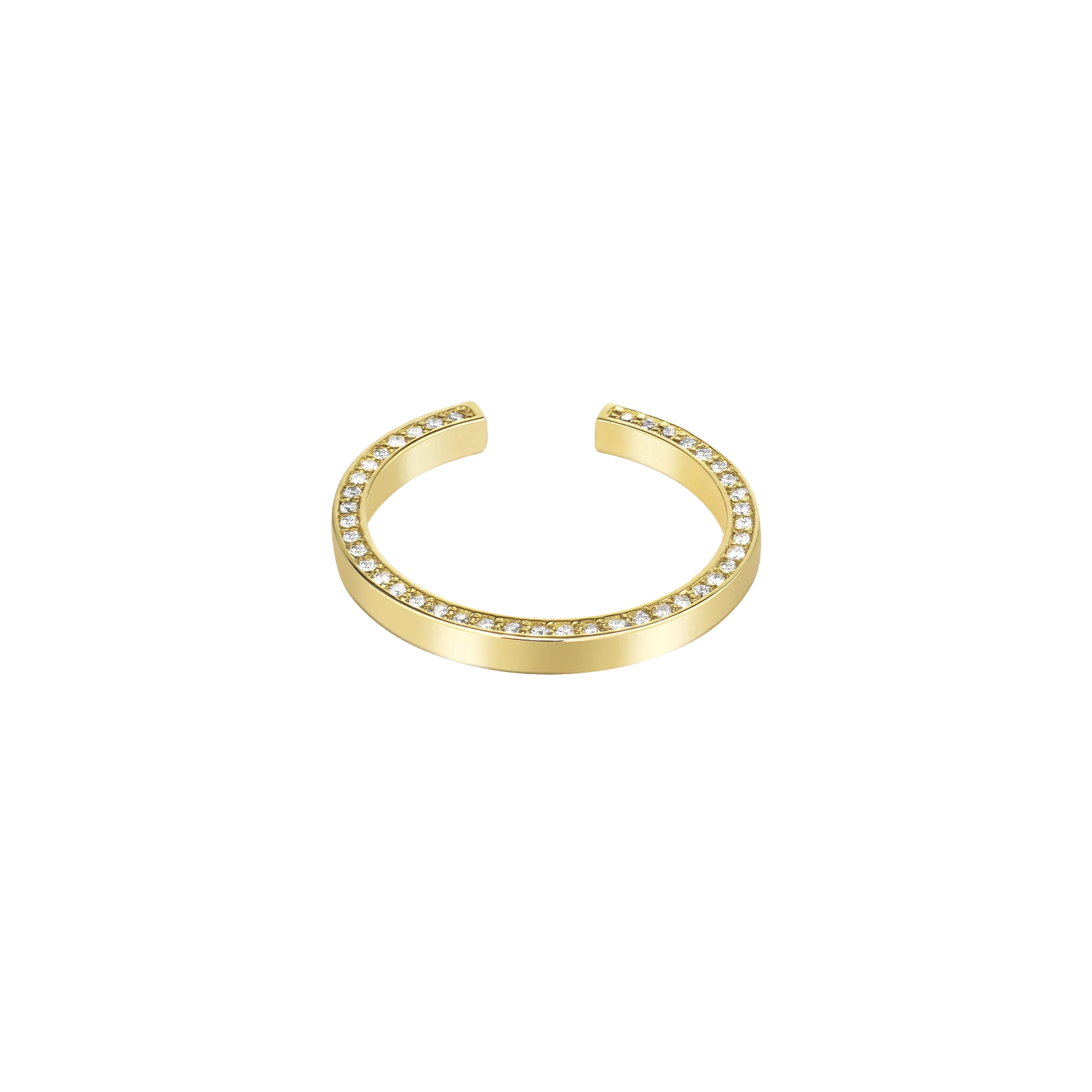 Lera Treyger N 14 ring in 14k yellow gold, diamond pavé open band with stones on outer edges