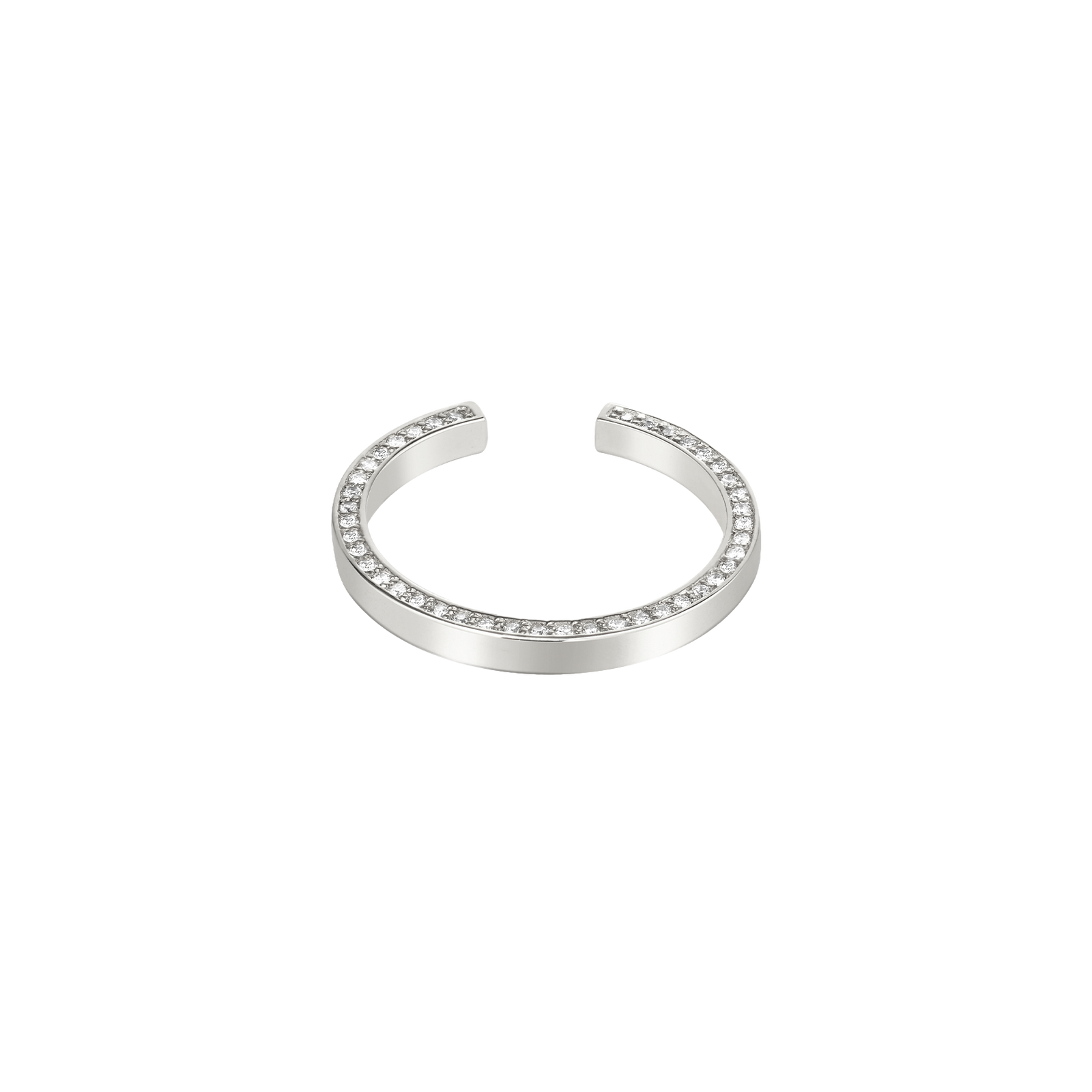 Lera Treyger N 14 ring in 14k white gold, diamond pavé open band, studio shot