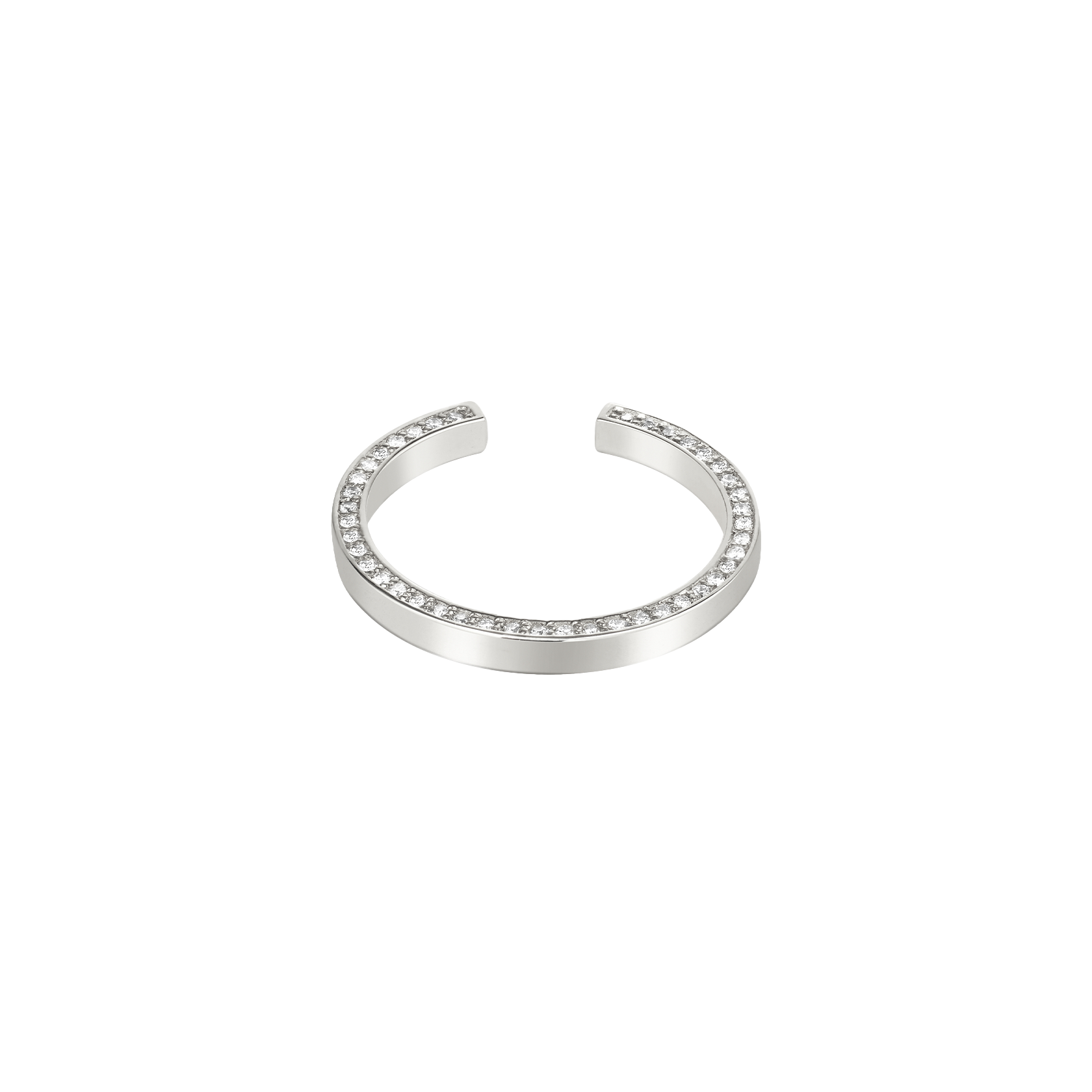 Lera Treyger N 14 ring in 14k white gold, diamond pavé open band, studio shot