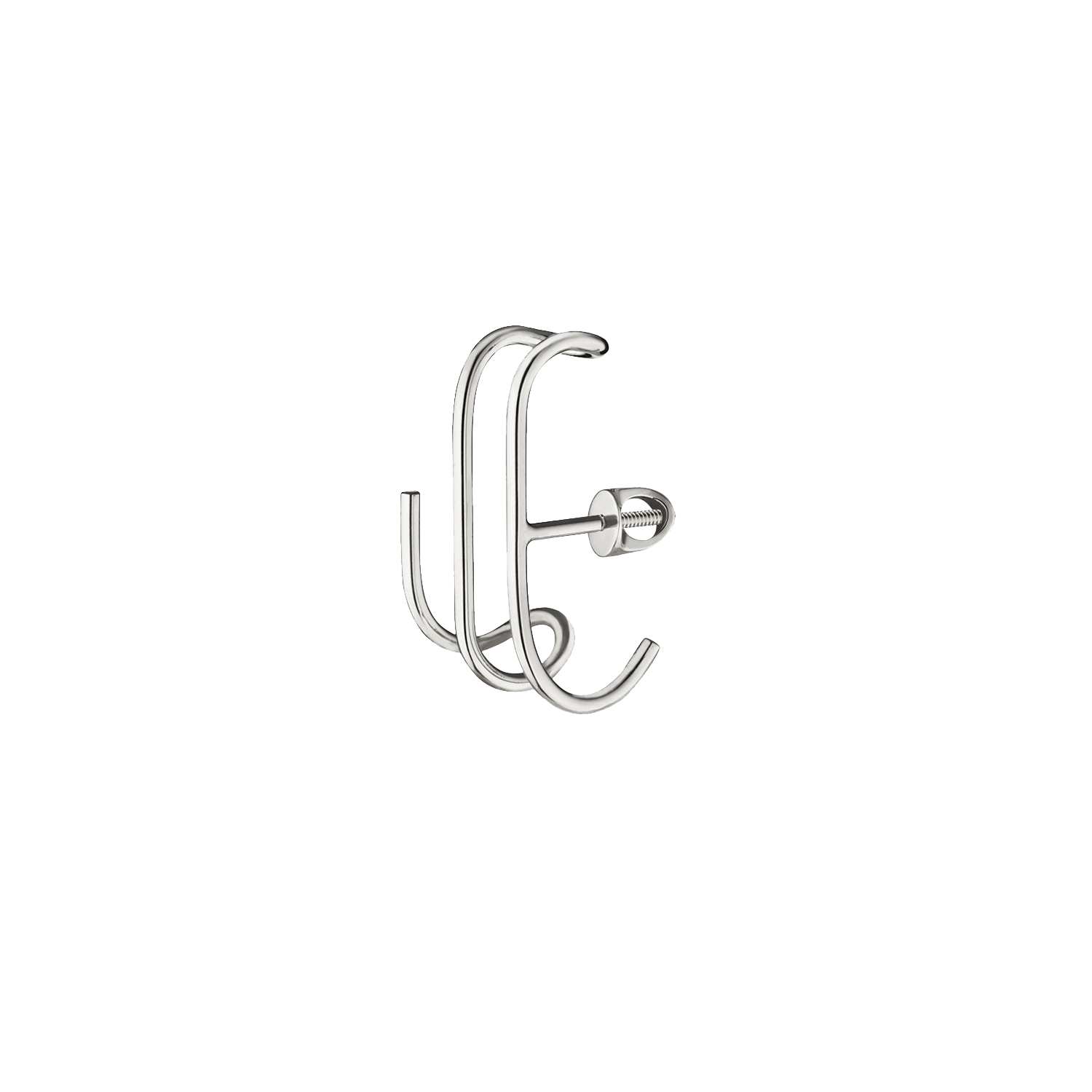 Lera Treyger N 19 double ear cuff in 14k white gold, two parallel curves with screw-back
