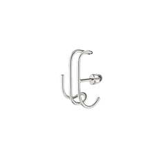 Lera Treyger N 19 double ear cuff in 14k white gold, two parallel curves with screw-back