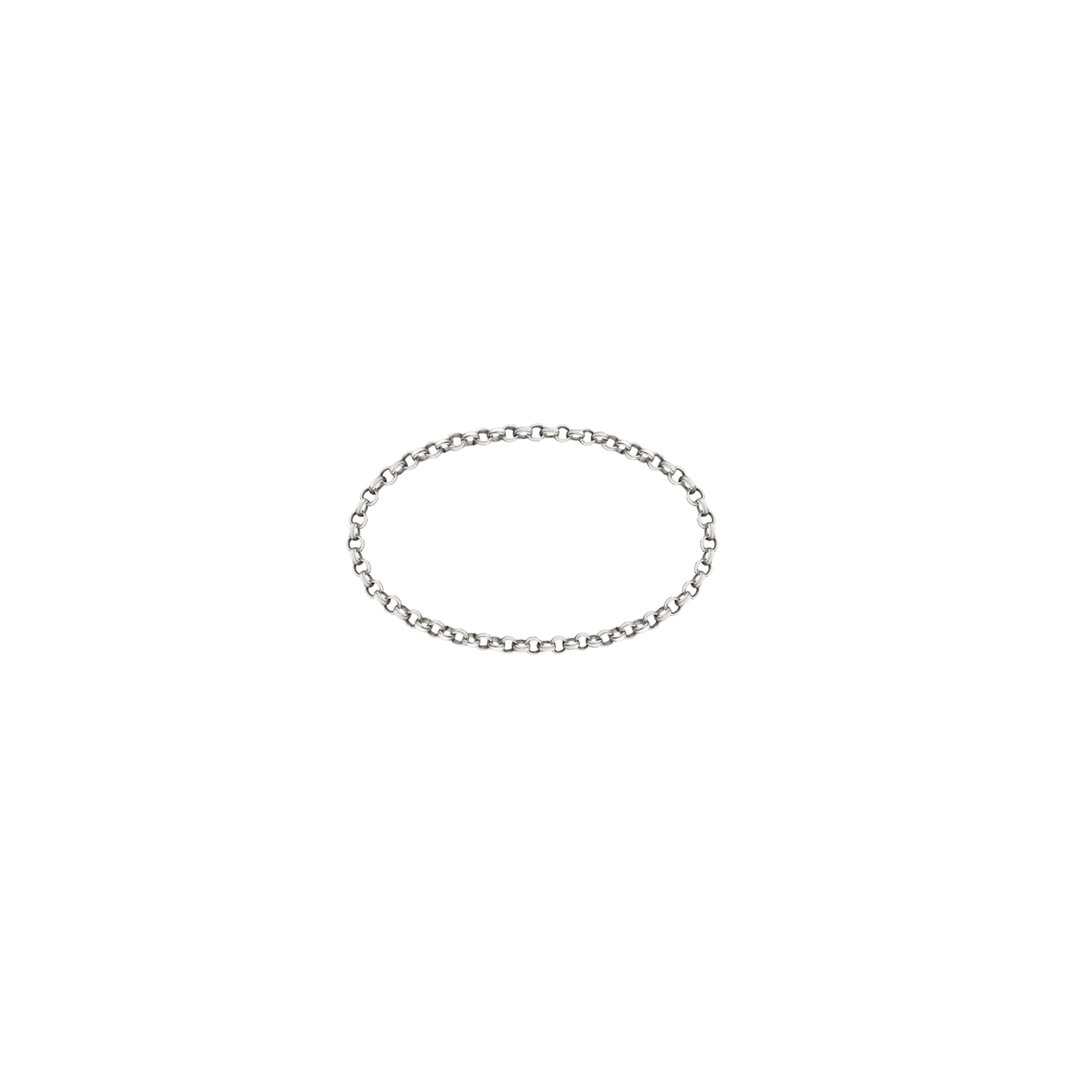Lera Treyger N 6 ring in 14k white gold, delicate rolo chain link band, studio shot