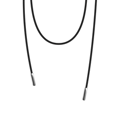 LT x O.RIM thin leather cord necklace with polished sterling silver cylindrical end caps