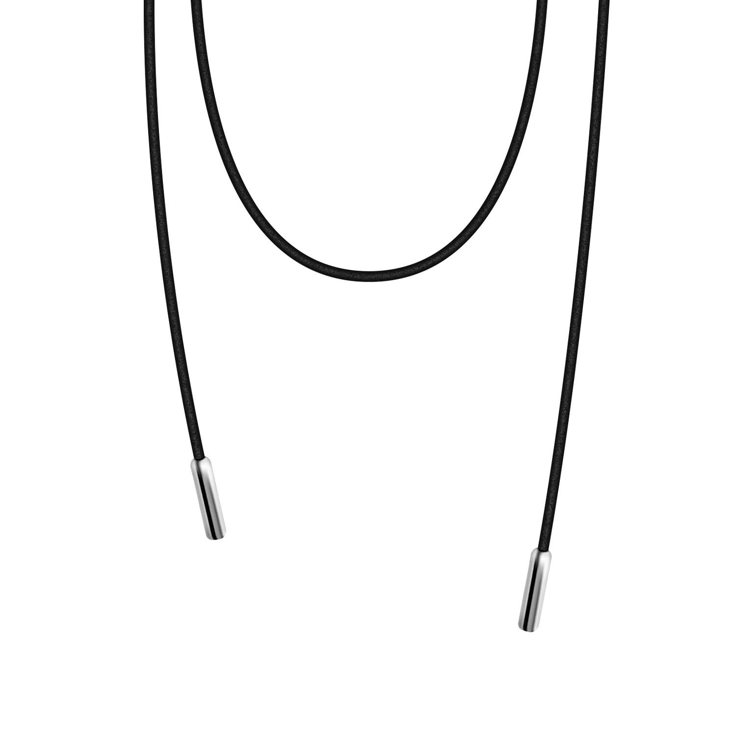 LT x O.RIM thin leather cord necklace with polished sterling silver cylindrical end caps