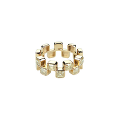 Lera Treyger Ukiyo n 1 ring, 14k gold eternity band with bezel-set fancy yellow diamond cubes encircling the band