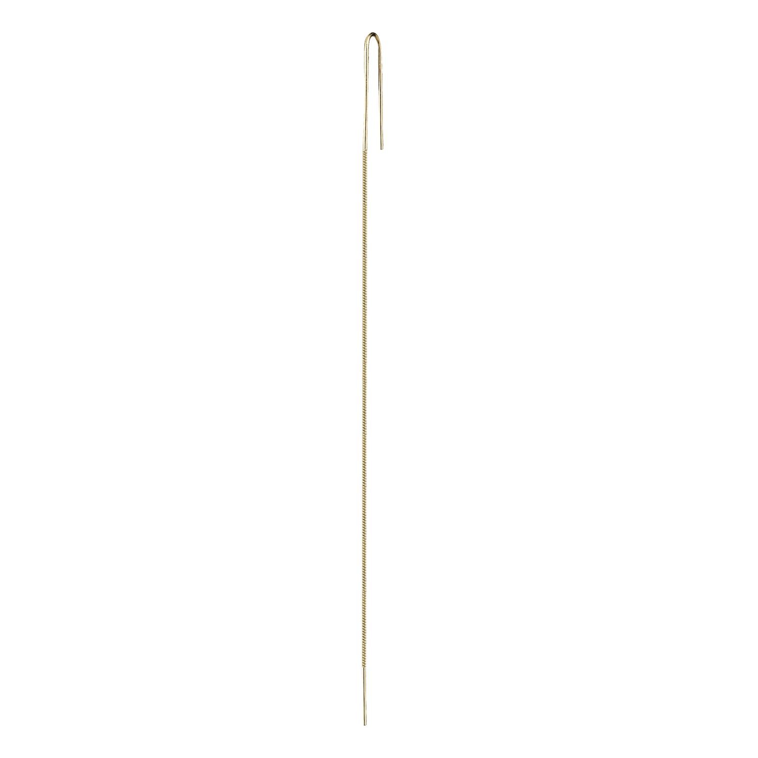 Lera Treyger Water 14k yellow gold threader earring at full length, U-hook with delicate snake-chain drop