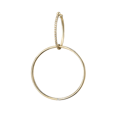 Lera Treyger Wind ear cuff in 14k yellow gold, small pavé-diamond inner hoop linked to large plain outer hoop, 0.08ct