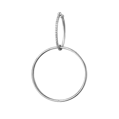 Lera Treyger Wind ear cuff in 14k white gold, pavé-diamond hoop linked to plain larger hoop, 0.08ct studio